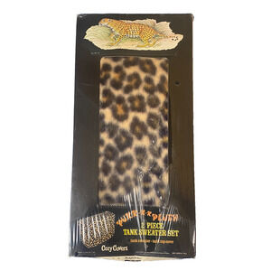 Vintage Retro 1965 Toilet Tank Sweater Leopard Cover NEW Old Stock Sealed Set